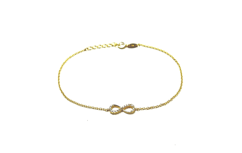 Armband, 9karaat met zirkonia infinity (lengte: 17-19cm.) - 24797
