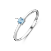 Ring, zilver gerhodineerd met aquamarijn (maat 17,5) - 24799