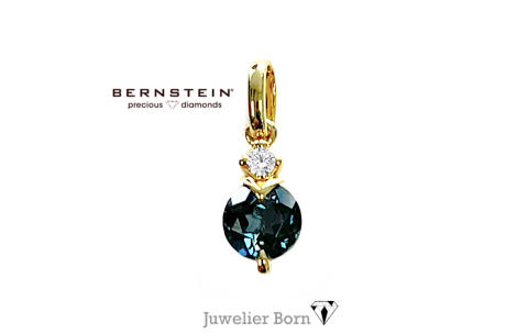 Bernstein Hanger, 14krt.goud met London Blue topaas en 0,02ct. diamant - 24818