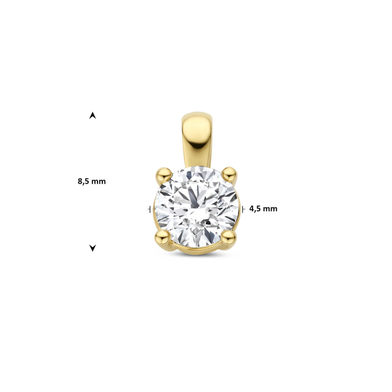 Hanger, 14krt.goud met Lab grown Diamant 0.25ct (lengte: 8,5 mm.) - 24836 Hanger, 14krt.goud met Lab grown Diamant 0.25ct (lengte: 8,5 mm.) - 24836