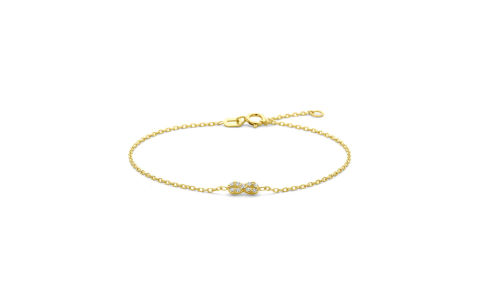 Armband, 14krt.goud met zirkonia  infinity (lengte: 16-18cm.) - 24837