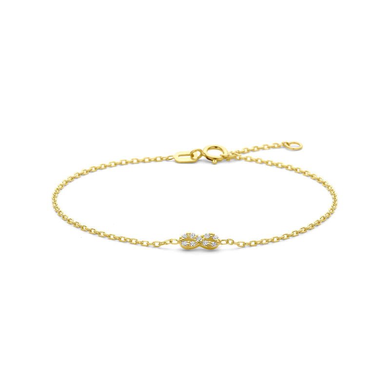 Armband, 14krt.goud met zirkonia  infinity (lengte: 16-18cm.) - 24837
