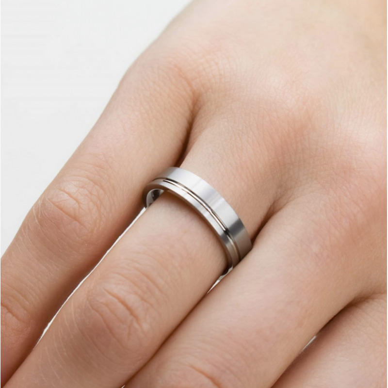 Boccia Ring, titanium model 0149-01 breedte: 5mm. - 24839