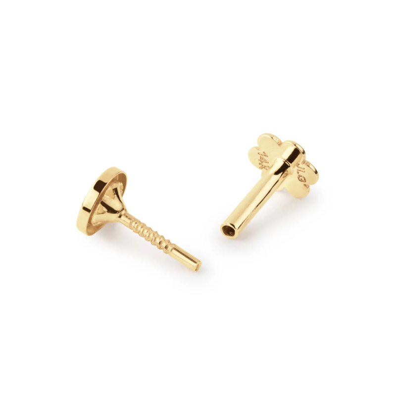 Jackie Flat back piercing, 14krt.goud "Vintage White Topaz" (4mm.) - 24841 Jackie Flat back piercing, 14krt.goud "Vintage White Topaz" (4mm.) - 24841