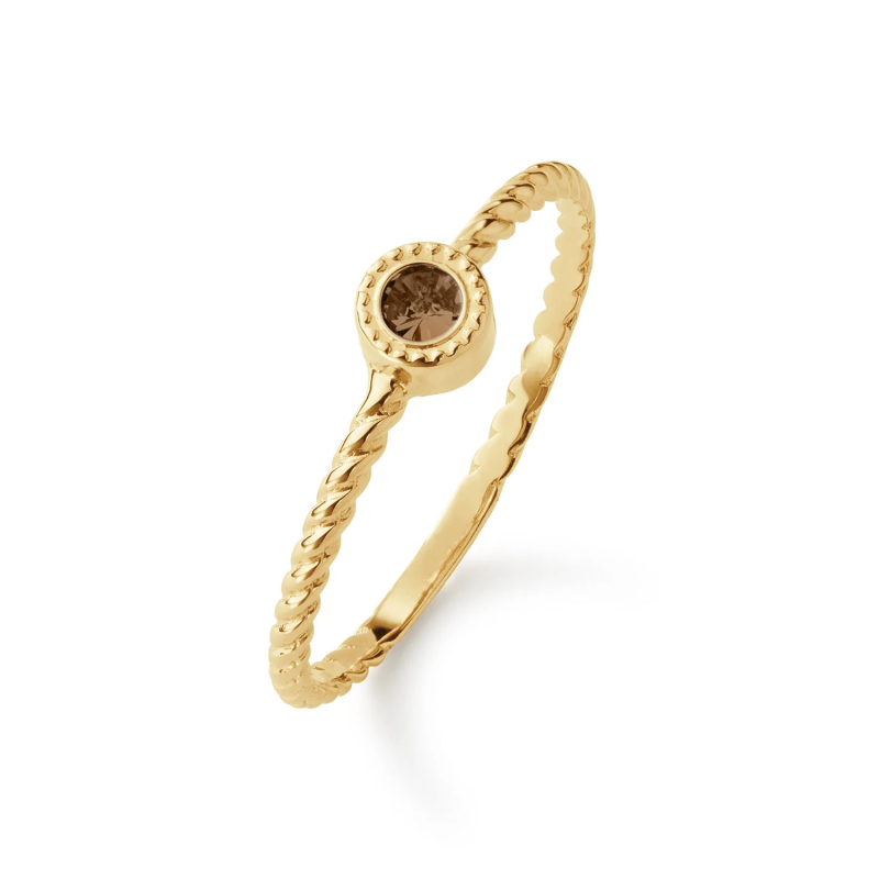 Jackie Ring,14krt.goud "Kirstenbosch Smoky Quartz Ring" 2,5mm.(maat 54) - 24843
