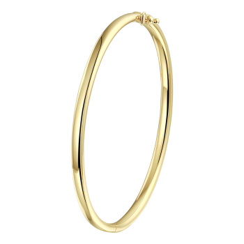 Bangle, zilver verguld met scharnier ronde buis 4mm. (60 x 50 mm.) - 24863