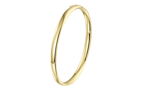 Bangle, zilver verguld met scharnier ronde buis 5mm. (60 x 50 mm.) - 24864