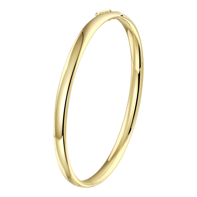 Bangle, zilver verguld met scharnier ronde buis 5mm. (60 x 50 mm.) - 24864 Bangle, zilver verguld met scharnier ronde buis 5mm. (60 x 50 mm.) - 24864