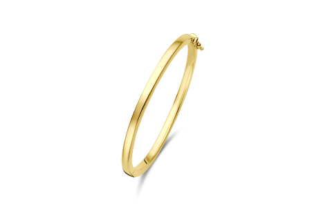 Bangle, zilver verguld met scharnier vlakke buis 4mm. (60 x 50 mm.) - 24865
