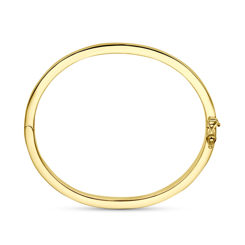 Bangle, zilver verguld met scharnier vlakke buis 4mm. (60 x 50 mm.) - 24865 Bangle, zilver verguld met scharnier vlakke buis 4mm. (60 x 50 mm.) - 24865