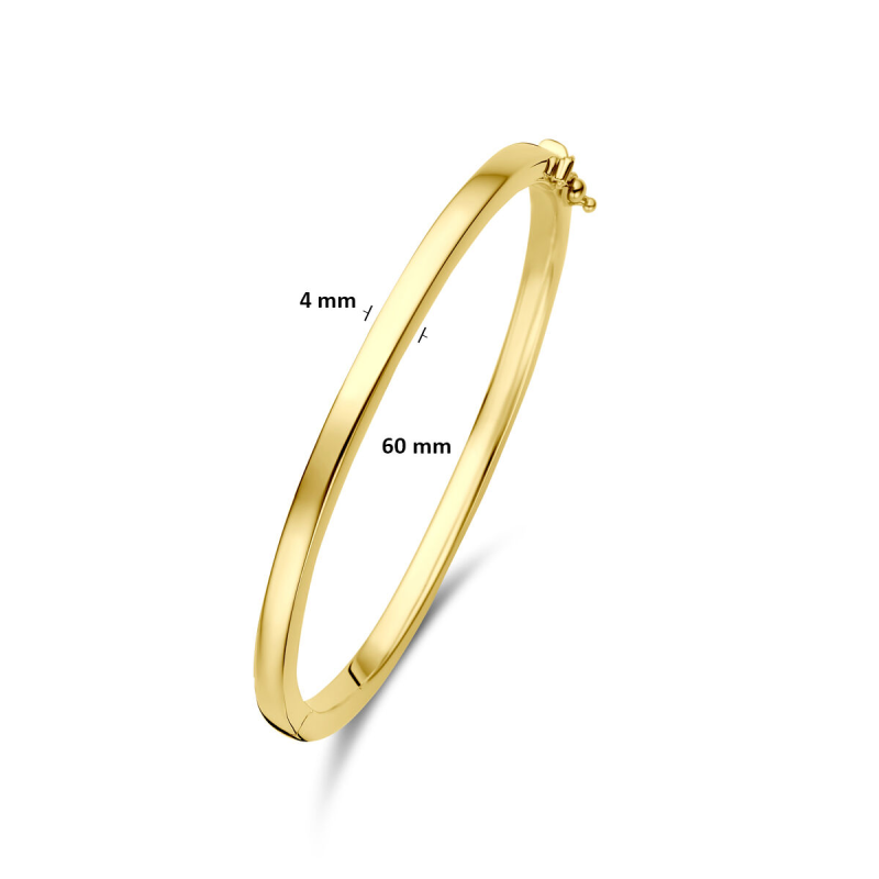Bangle, zilver verguld met scharnier vlakke buis 4mm. (60 x 50 mm.) - 24865 Bangle, zilver verguld met scharnier vlakke buis 4mm. (60 x 50 mm.) - 24865