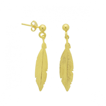 Oorhangers, zilver verguld veer - 24732 Oorhangers, zilver verguld veer - 24732
