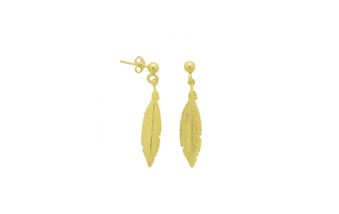 Oorhangers, zilver verguld veer - 24732