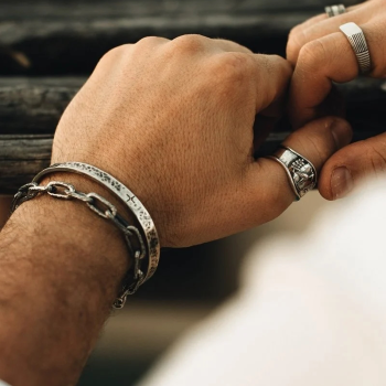 TAJ AMSTERDAM Zilveren Cuf Herenarmband JEBEL (one-size - 6,5mm.breed) - 24874