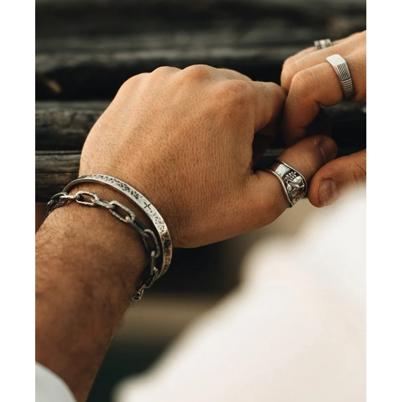 TAJ AMSTERDAM Zilveren Cuf Herenarmband JEBEL (one-size - 6,5mm.breed) - 24874