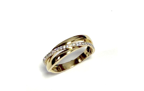 Ring, 14krt.goud met diamant totaal 0,17ct. (maat 17) - 24879