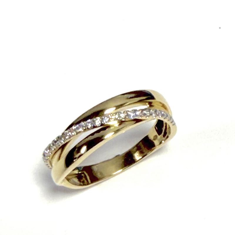 Ring, 14krt.goud met diamant totaal 0,17ct. (maat 17) - 24879