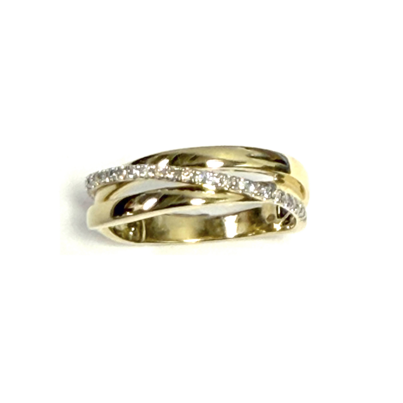 Ring, 14krt.goud met diamant totaal 0,17ct. (maat 17) - 24879
