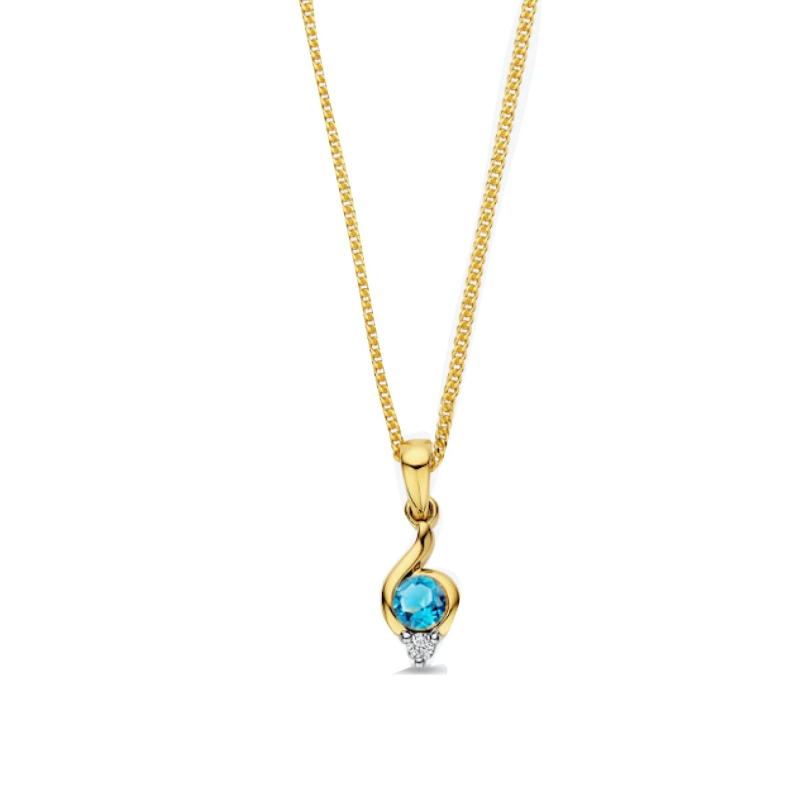 Bernstein Hanger, 14krt.goud met topaas en diamant totaal 0,03ct. (excl.collier) - 24885