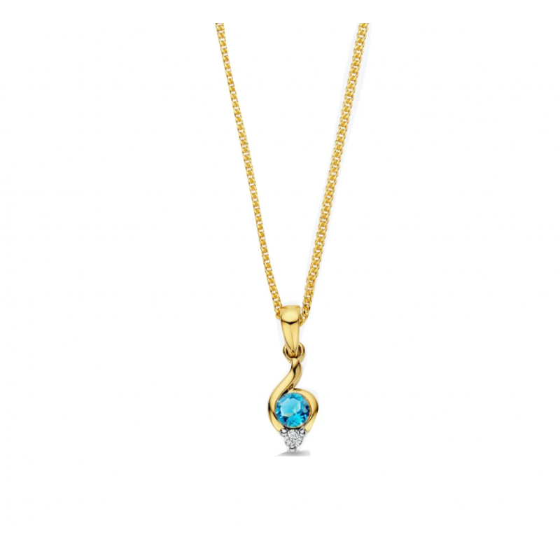 Bernstein Hanger, 14krt.goud met topaas en diamant totaal 0,03ct. (excl.collier) - 24885 Bernstein Hanger, 14krt.goud met topaas en diamant totaal 0,03ct. (excl.collier) - 24885