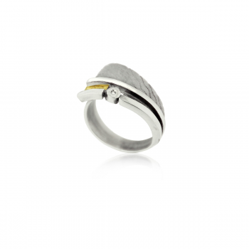 AUDAR Ring, model 1914 zilver met 18 krt goud en diamant 0,01ct. - 24891