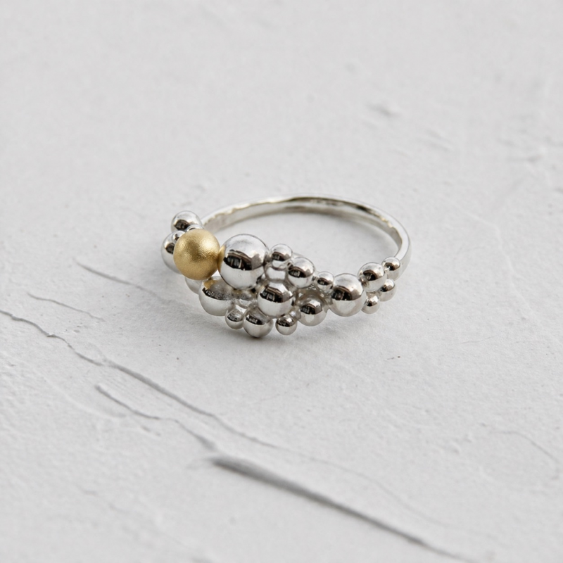 AUDAR Ring, model 3529 zilver met 18 krt goud (breedte: 10mm.) - 24893 AUDAR Ring, model 3529 zilver met 18 krt goud (breedte: 10mm.) - 24893