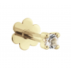 Jackie Flat back piercing, 14krt.goud "Square White Topaz" (2mm.) - 24907