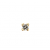 Jackie Flat back piercing, 14krt.goud "Square White Topaz" (2mm.) - 24907