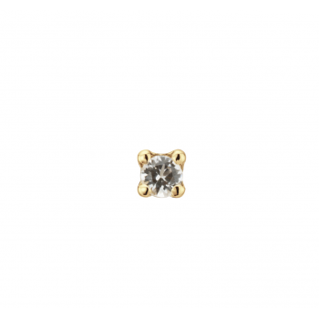 Jackie Flat back piercing, 14krt.goud "Square White Topaz" (2mm.) - 24907 Jackie Flat back piercing, 14krt.goud "Square White Topaz" (2mm.) - 24907