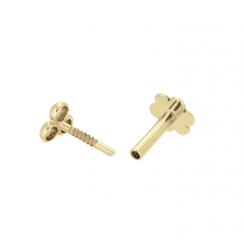 Jackie Flat back piercing, 14krt.goud "Square White Topaz" (2mm.) - 24907