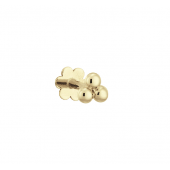 Jackie Flat back piercing, 14krt.goud "Triple Ball" (3,5mm.) - 24908