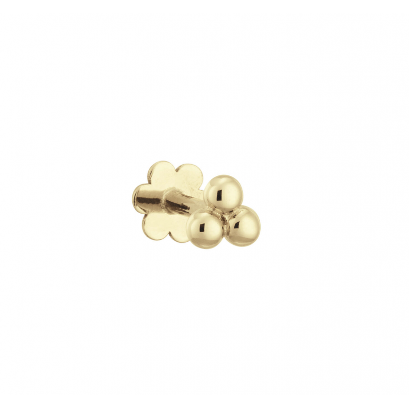 Jackie Flat back piercing, 14krt.goud "Triple Ball" (3,5mm.) - 24908