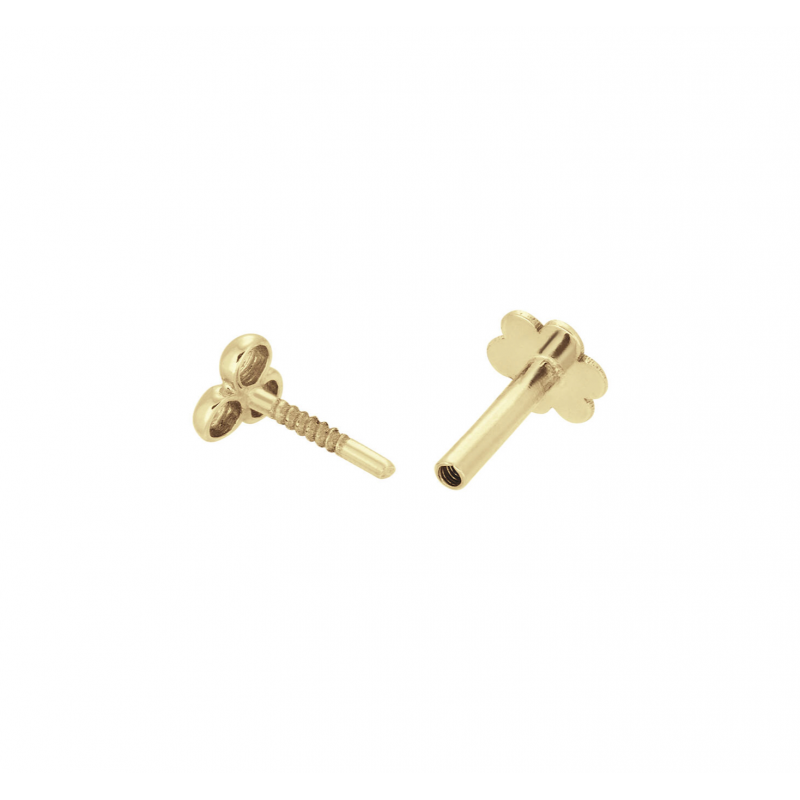 Jackie Flat back piercing, 14krt.goud "Triple Ball" (3,5mm.) - 24908