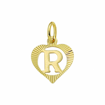 Hanger, 14krt.goud letter R in hart - 24914