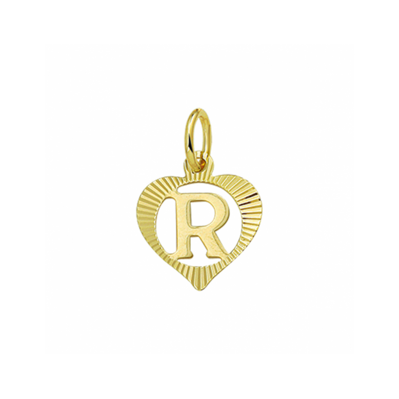 Hanger, 14krt.goud letter R in hart - 24914