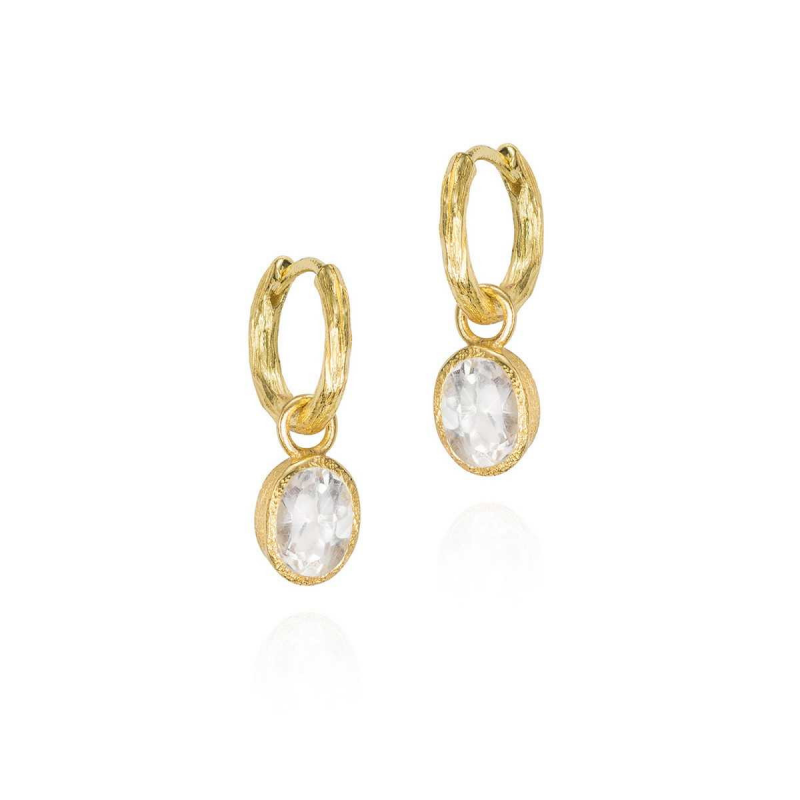 Jorge Revilla Oorhangers, zilver verguld met wit Topaas (geb.maand april) - 24926