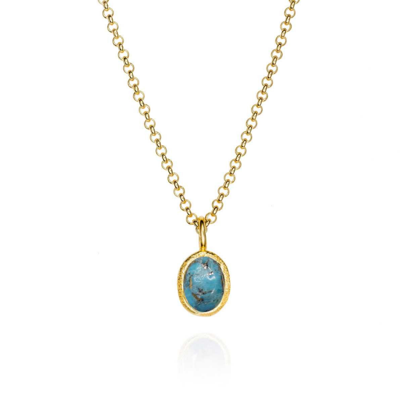 Jorge Revilla Hanger, zilver verguld met Turkoois (geb.maand december) excl. collier!!! - 24967
