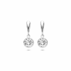 Oorhangers, zilver gerhodineerd met zirkonia (6,5X18mm.) - 25018