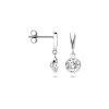 Oorhangers, zilver gerhodineerd met zirkonia (6,5X18mm.) - 25018