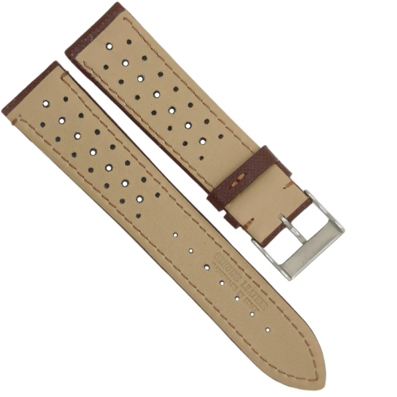 Horlogeband 20mm Bruin Saffiano leer - 25032