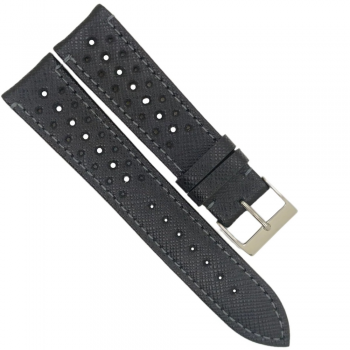Horlogeband 20mm Zwart Saffiano leer - 25035