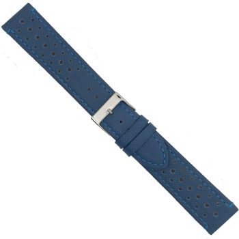 Horlogeband 20mm Blauw Saffiano leer - 25039