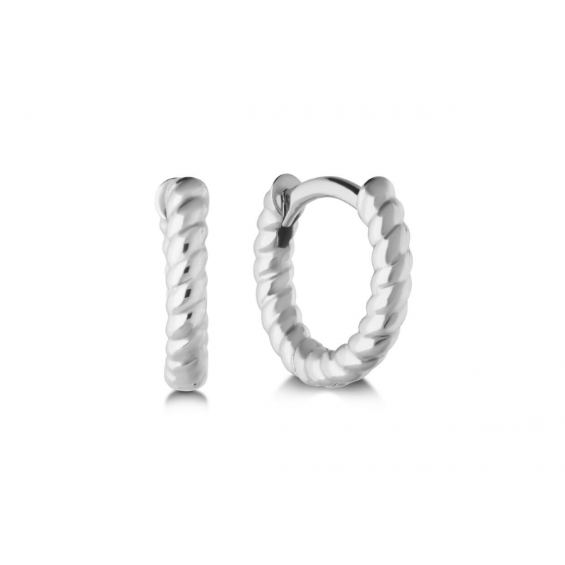 Oorringen, zilver gerhodineerd getorste buis (8x2mm.) - 25045 Oorringen, zilver gerhodineerd getorste buis (8x2mm.) - 25045