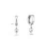 Oorringen, zilver gerhodineerd hart met blauw zirkonia (10x2,5mm.) - 25047