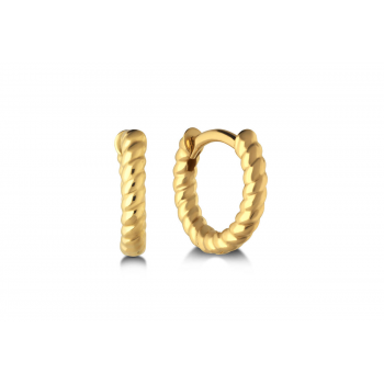 Oorringen, zilver verguld getorste buis (8x2mm.) - 25054 Oorringen, zilver verguld getorste buis (8x2mm.) - 25054