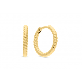 Oorringen, zilver verguld getorste buis (10x2mm.) - 25055 Oorringen, zilver verguld getorste buis (10x2mm.) - 25055