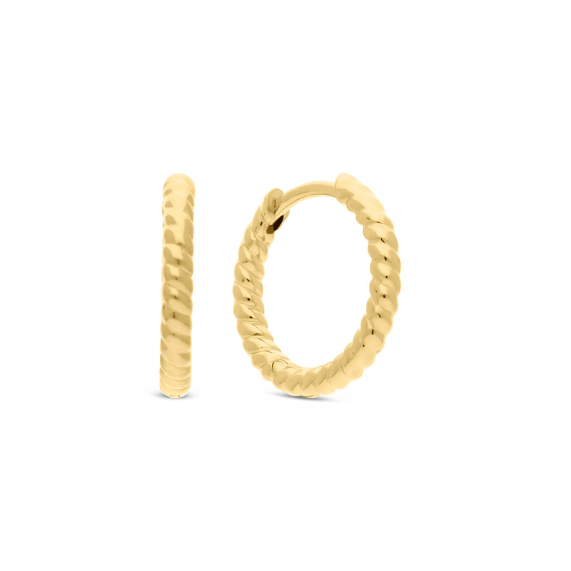 Oorringen, zilver verguld getorste buis (10x2mm.) - 25055 Oorringen, zilver verguld getorste buis (10x2mm.) - 25055