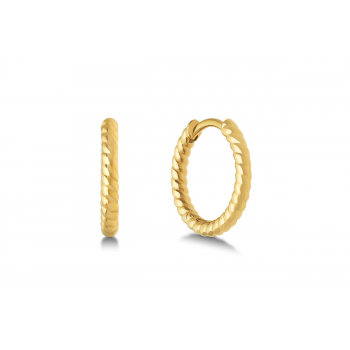 Oorringen, zilver verguld getorste buis (12x2mm.) - 25056 Oorringen, zilver verguld getorste buis (12x2mm.) - 25056