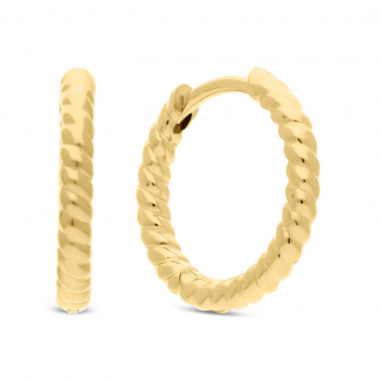 Oorringen, zilver verguld getorste buis (17x2mm.) - 25057