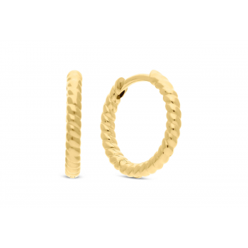 Oorringen, zilver verguld getorste buis (17x2mm.) - 25057 Oorringen, zilver verguld getorste buis (17x2mm.) - 25057